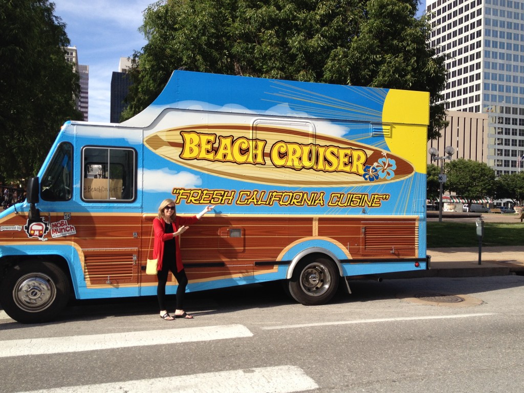 Saw a taping of The Food Network's "Great American Food Truck Race" including host Chef Tyler Florence. They were down to 4 finalists but since the show hasn't aired yet, I'll only give you a sneak peak of one finalist - The Beach Cruiser!